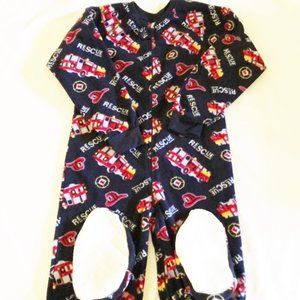 Sleeper boys new size 10 Firetrucks polyester attached feet Planetzzz fleece
